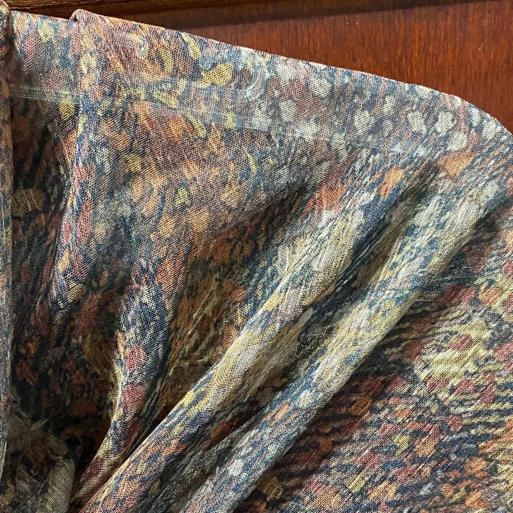 Vintage sheer Multicolor Patterned 59” x 15” Scarf